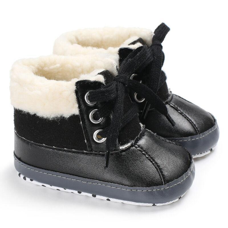 Infant Newborn Baby Boy Winter Warm Lace Up Design Boots Kids Baby Boy Booties Stylish Autumn Shoes