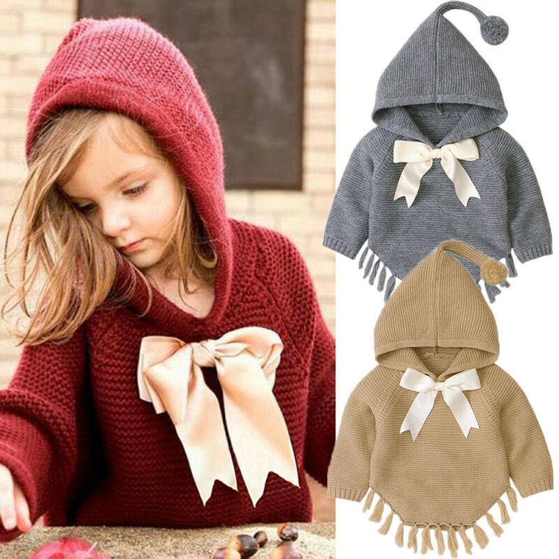 New Luxury Modern Toddler Baby Girl Knitted Tassel Pullover Coat Jacket Outwear Winter Clothes For Girls