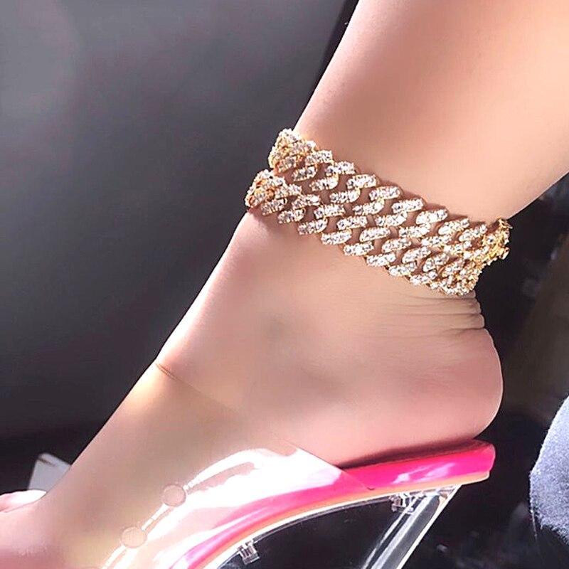 Elegant Luxury Hip Hop anklet Punk For Women Cubic Zircon Chain anklets Jewelry Brecelet for Leg