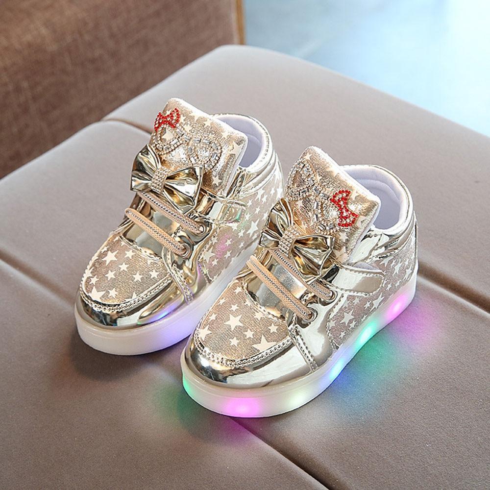 Modern Trend NEW Fashion Style Baby Fashion Sneakers For Children Girls  Star Luminous Child Casual Colorful Light LED Shoes Sneakers