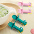 New Baby Feeding Spoon Fork Set Short Easy  Cartoon Dinosaur Soft Silicone  Teether Toys Non-hurt Training Tableware