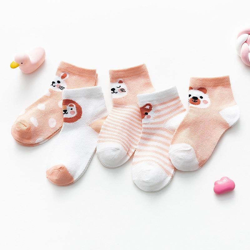 5Pair Set Cotton Baby Girls Socks Thin Summer Breathable Mesh Kids Toddler Socks Cute Cartoon Children Socks Infant Socks for Kids