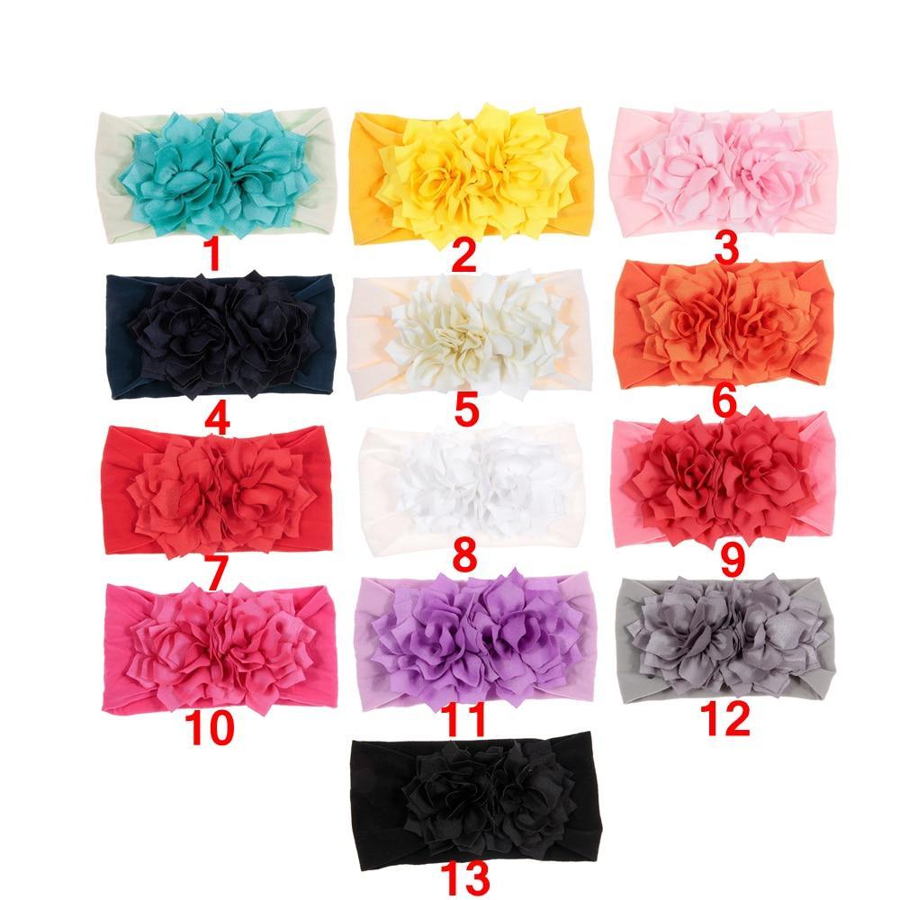 Cute 1PCS Baby Girls Lotus Flower Nylon Headband Knot Elastic Newborn Toddler Headwraps Kids Hair Accessories Gifts