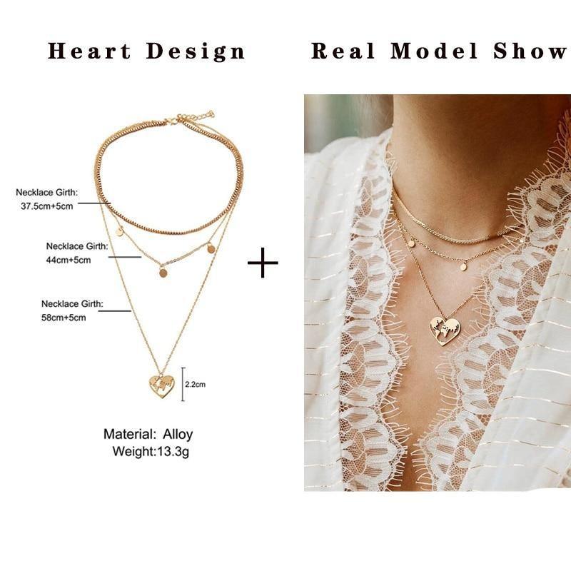 Modern Gold World Map  Necklaces & Pendants Dainty For Women and Girls Jewelry Cool Design And Excellent Gift