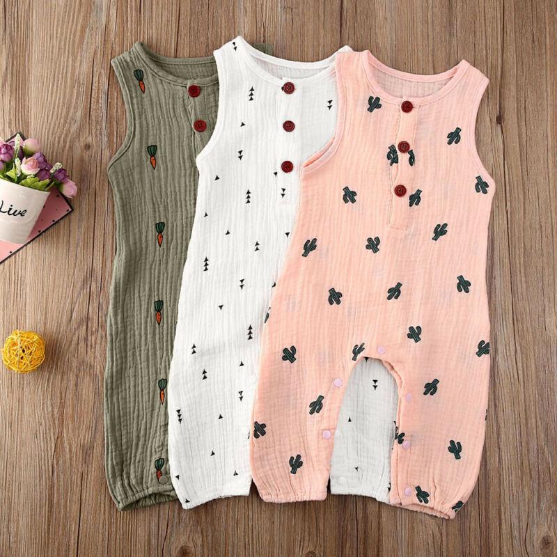 Baby Romper Sleeveless Newborn Baby Girl Boy Clothes Cactus Print Romper Jumpsuit Soft Baby Outfit One Piece Jumpsuit Pajamas