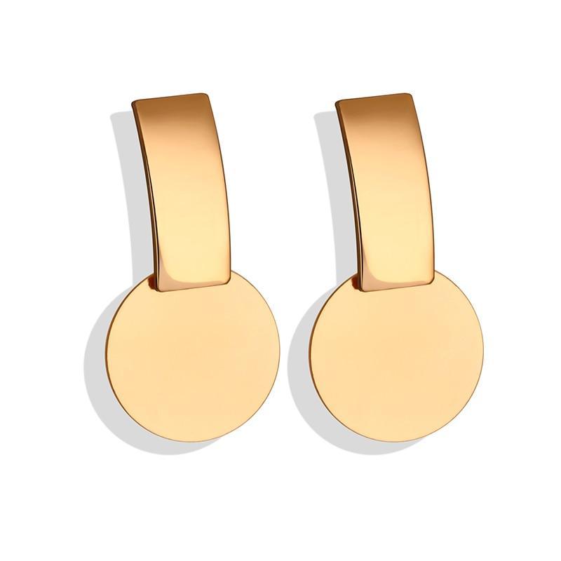 New Modern Korean Statement Round Luxury Earrings For Women Perfect Geometric Elegant Gold Shell Fluff Dangle Drop Earrings