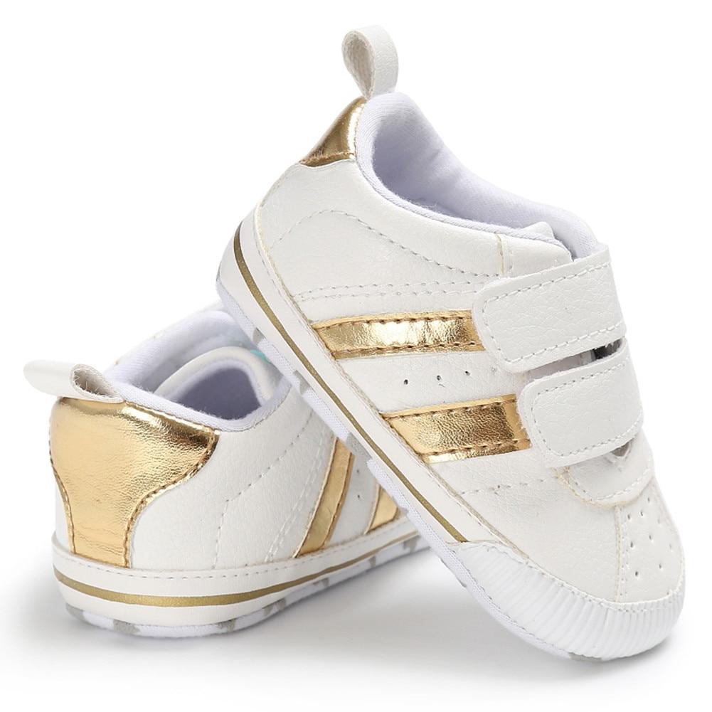 Fashion Soft Sole Hook Loop Pre Walker Sneakers Unisex Baby Boy Girl Leather Sports Non-slip Walker Shoes