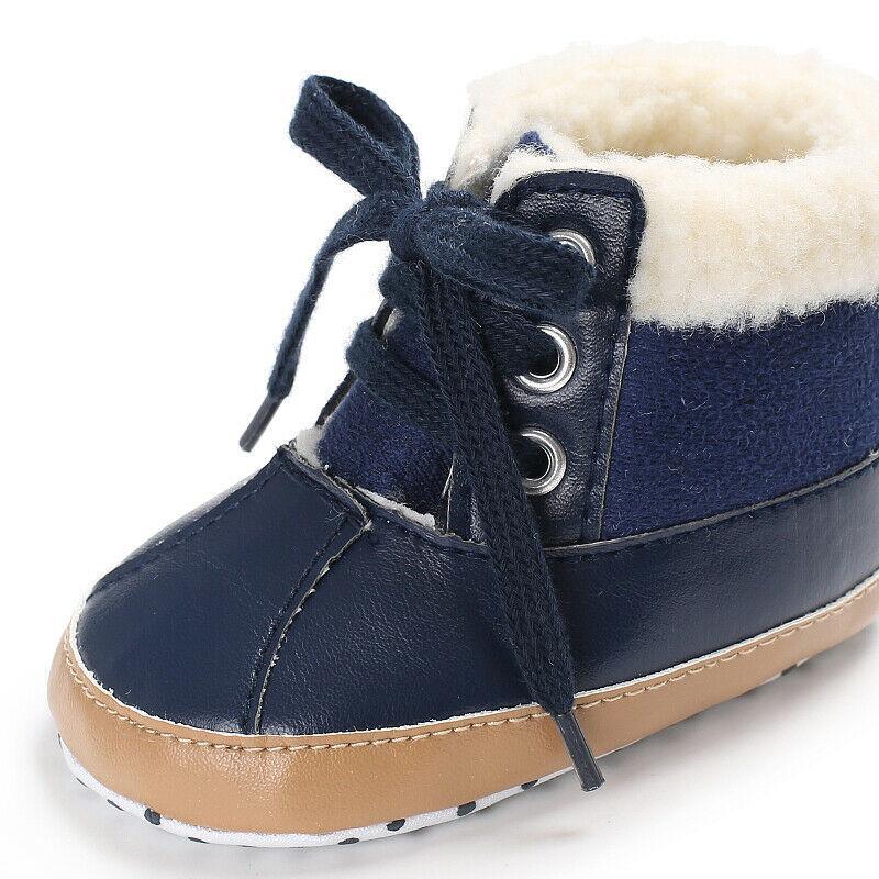 Infant Newborn Baby Boy Winter Warm Lace Up Design Boots Kids Baby Boy Booties Stylish Autumn Shoes