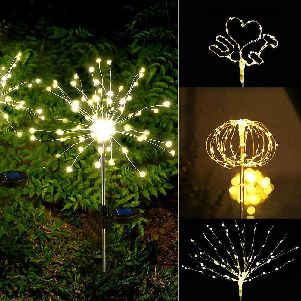 Modern Garden Luxury LED Solar Waterproof Lamp In Shape Of Tree Fireworks With Copper Wires