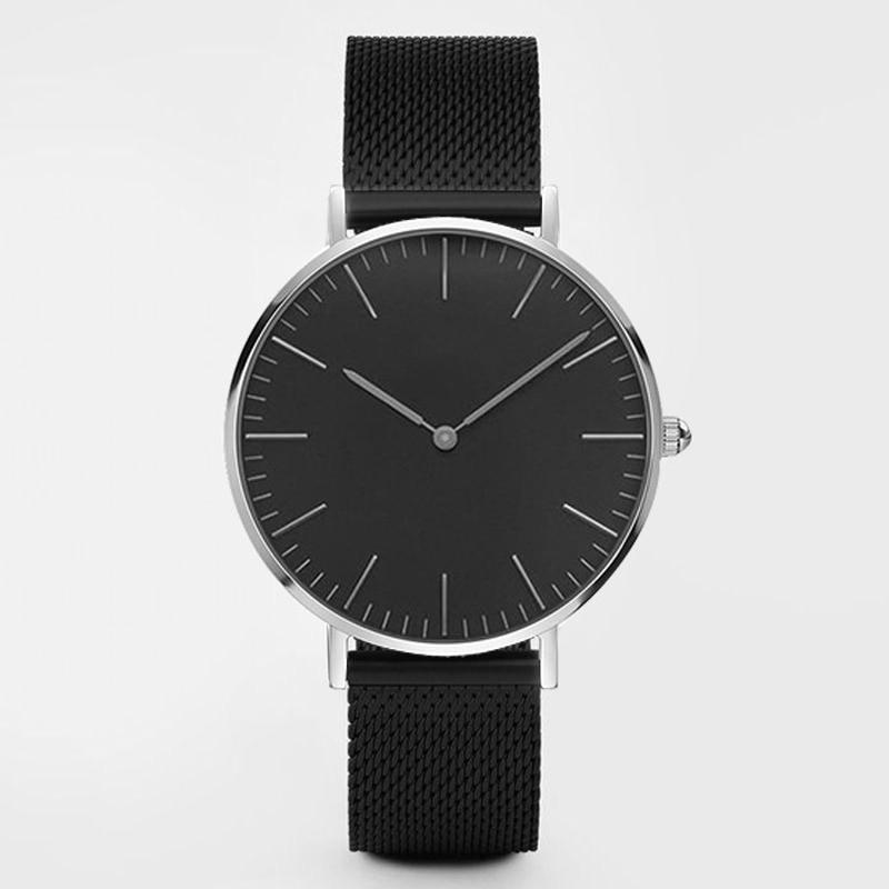 Fashion Unisex Watches Ultra Thin Stainless Steel Mesh Belt Quartz Classic Casual Watch For Women and Man