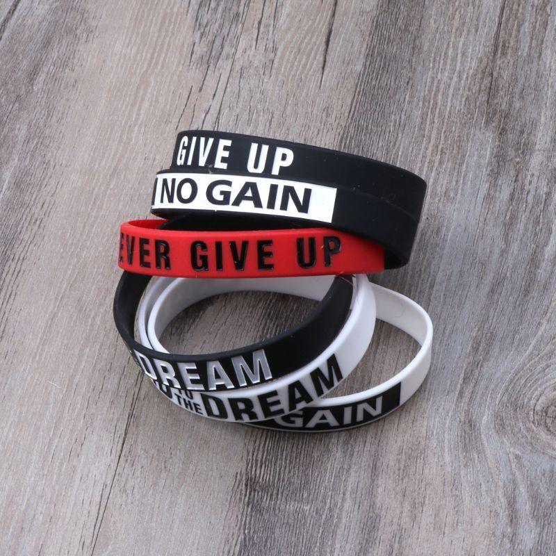 Silicone Rubber Band Elastic Inspirational Motivation Bracelets Never Give Up Perfect Gift For Men And Women Cool Fashion Style