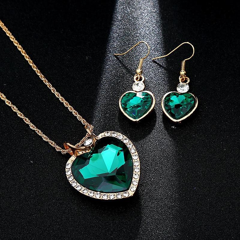 Unique Design Double Layer Water Drop Jewelry Sets for Women Fashion Crystal Necklace Earrings Bridal Wedding Jewelry Sets Gift