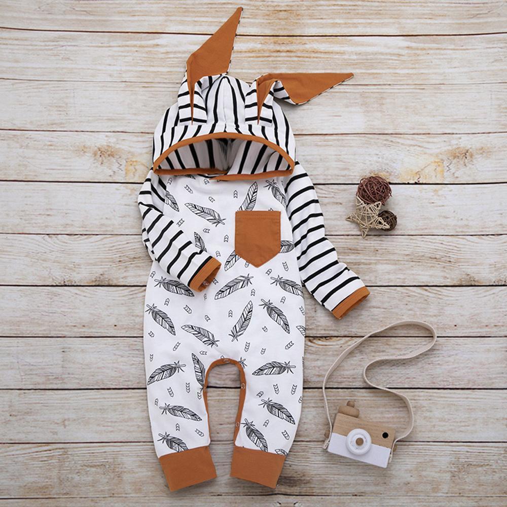 Modern Newborn Baby Boy Clothes Feather T shirt Tops Strip Pants Set For Kids