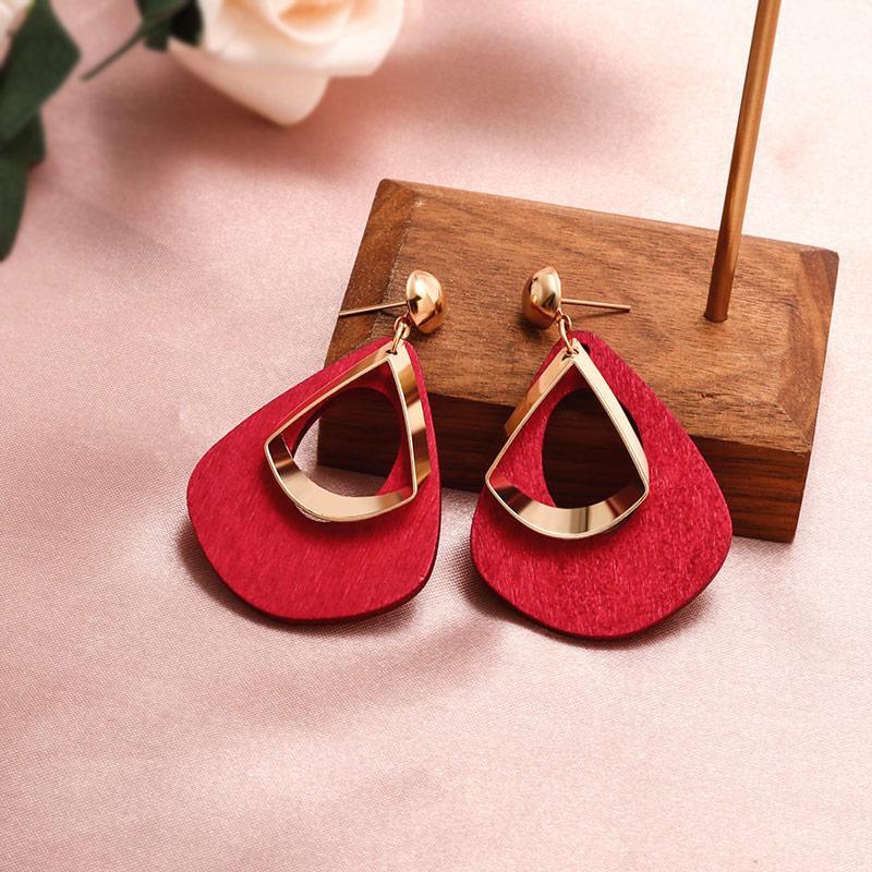 New Fashion Round Dangle Drop Korean Earrings For Women In Geometric Round Heart Gold Earring Wedding Elegant Style