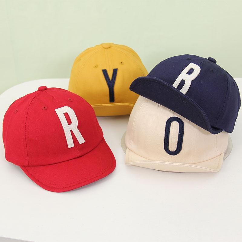 Cotton Baby Adjustable Letter Baseball Caps For Boys & Girl Hats Children Snapback Hip-Hop Sun Hat In Modern Style