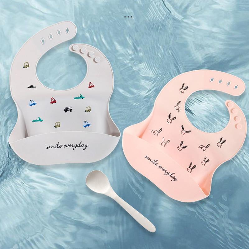 Cute Cartoon Print Baby Bibs Waterproof Soft Silicone Baby Feeding Stuff Dinosaur Pattern Bib For Kids