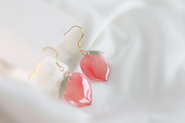 Modern New Arrival Korean Acrylic Trendy Elegant Pink Peach Drop Luxury Earrings For Women Cute Sweet Jewelry