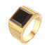 Luxury Gold Men  Men's Stainless Steel Black Stone Gold King Epic Ring Europe and America Style