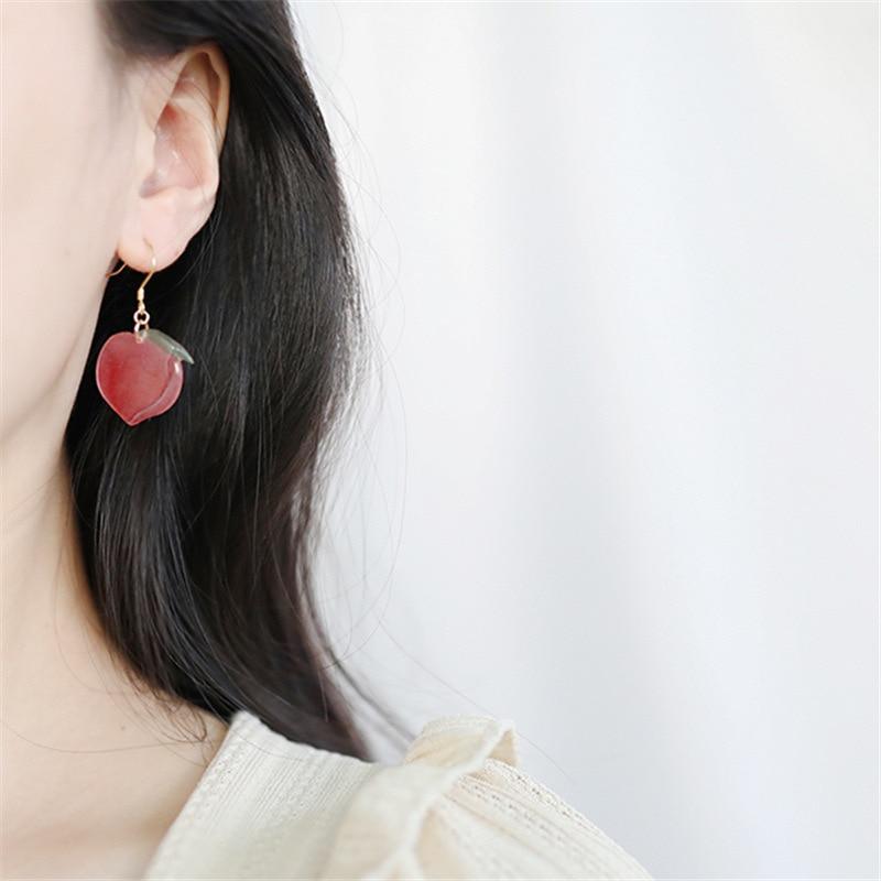 Modern New Arrival Korean Acrylic Trendy Elegant Pink Peach Drop Luxury Earrings For Women Cute Sweet Jewelry