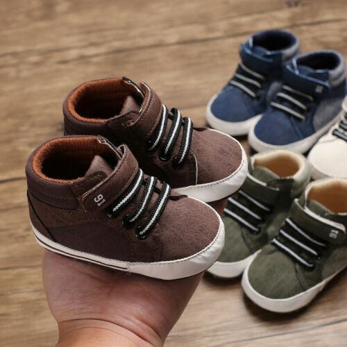 0-18M Newborn Baby Soft Sole Shoes Boys Kids Lace-Up Ankle Boots Sneakers Perfect Baby Gift