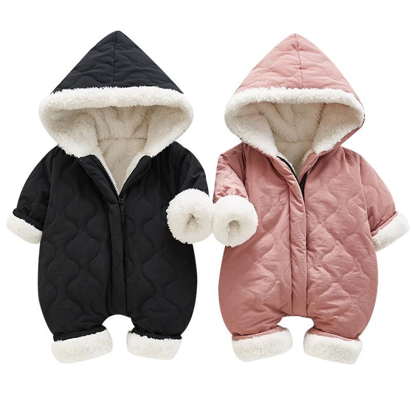 Modern Elegant Winter Children's baby Plush Thickened Cotton Jumpsuit Jacket For New Baby  Boys and Girls