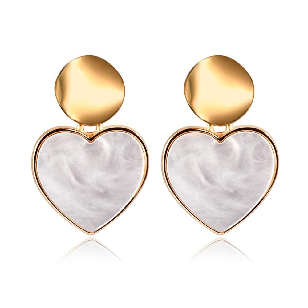 New Korean Heart Statement Drop Earrings  For Women In Fashion Vintage Geometric Acrylic Dangle Hanging Earring Jewelry Style