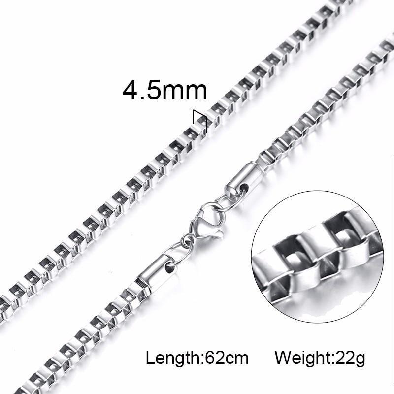 Amazing Silver Square Box Link And Modern Ingot Chain Elegant Necklace Luxury For Men Stainless Steel Choker