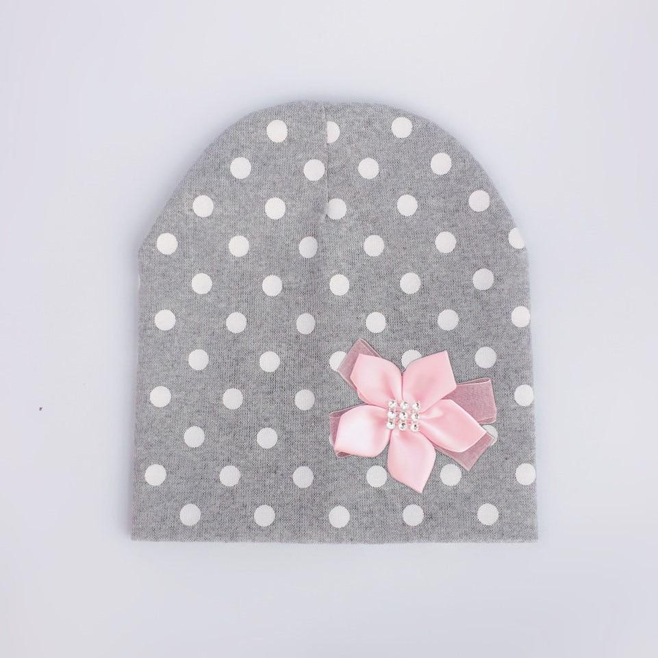 Modern Elegant Baby Girl Hat Cap With Bow and Dots Cotton Flower Beanie for Girls Butterfly Knot