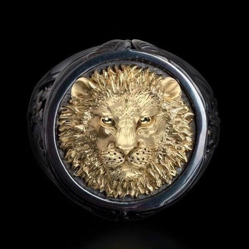 Handmade Lion Men's Ring New Creative Black Syle In Luxury Party Animal Finger Rings Style for Men Punk Rock Statement Night Club Jewelry Design