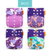 4pcs/set Washable Eco-Friendly Cloth Diaper Cover Adjustable Nappy Cloth Diapers Cloth Nappy For Baby Boys and Grils Baby