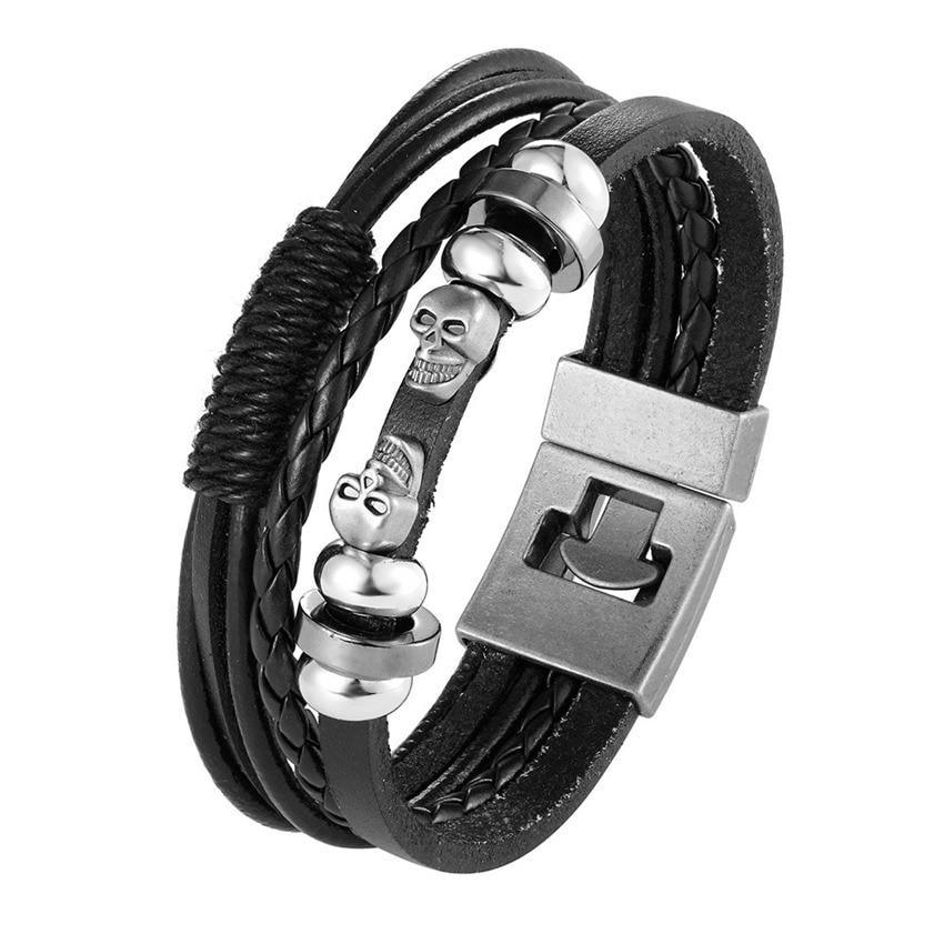 Trendy Modern Jewelry Leather Bracelet Men Braided Multilayer Anchor Bracelets Ladies Rope Chain for Male Jewelry Classic Style