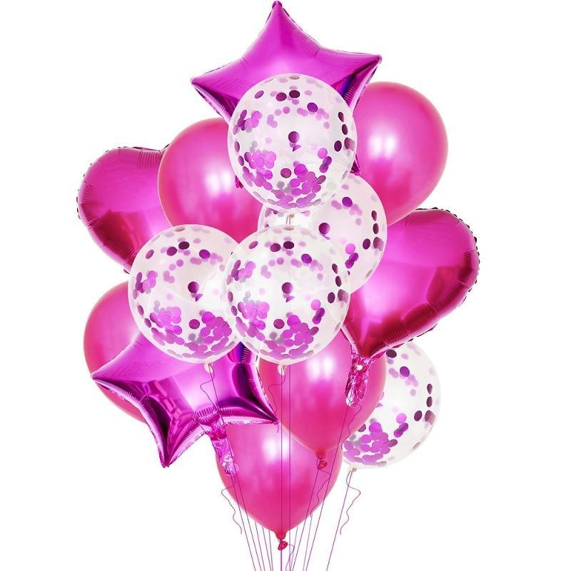 14Pcs Multi Confetti Balloons For Happy Birthday Party Balloons In Several Luxury Variant Helium Ballons For Celebrations for Boy Girls and  Babies party