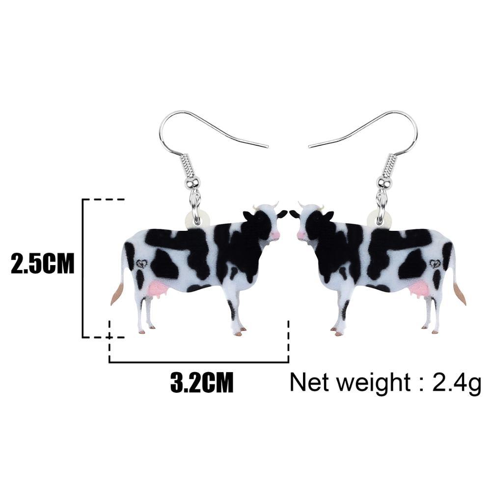 Modern Unique Style Acrylic Dairy Cattle Cow Earrings Drop For Women and Girls Teenager and Kids