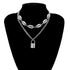 Multi Layer Lover Lock Pendant Choker Chain  Necklace For Women Luxury Jewelry Cool Style