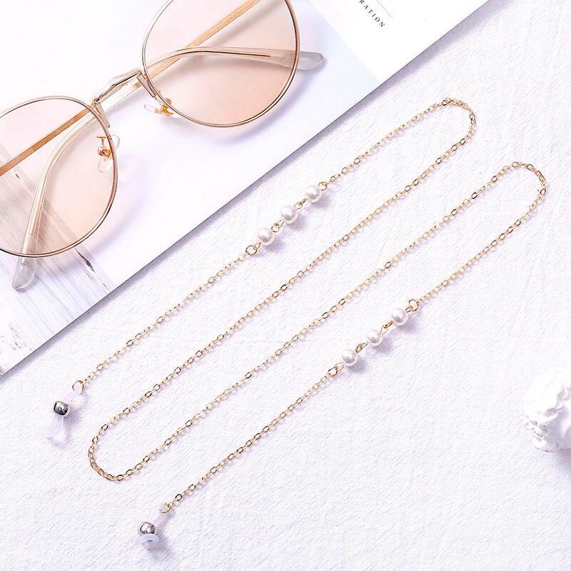 Luxury Modern Elegant Woman Glasses Chain Eyeglass Strap For Sunglasses With Pearls Alloy Anti-Slip Band