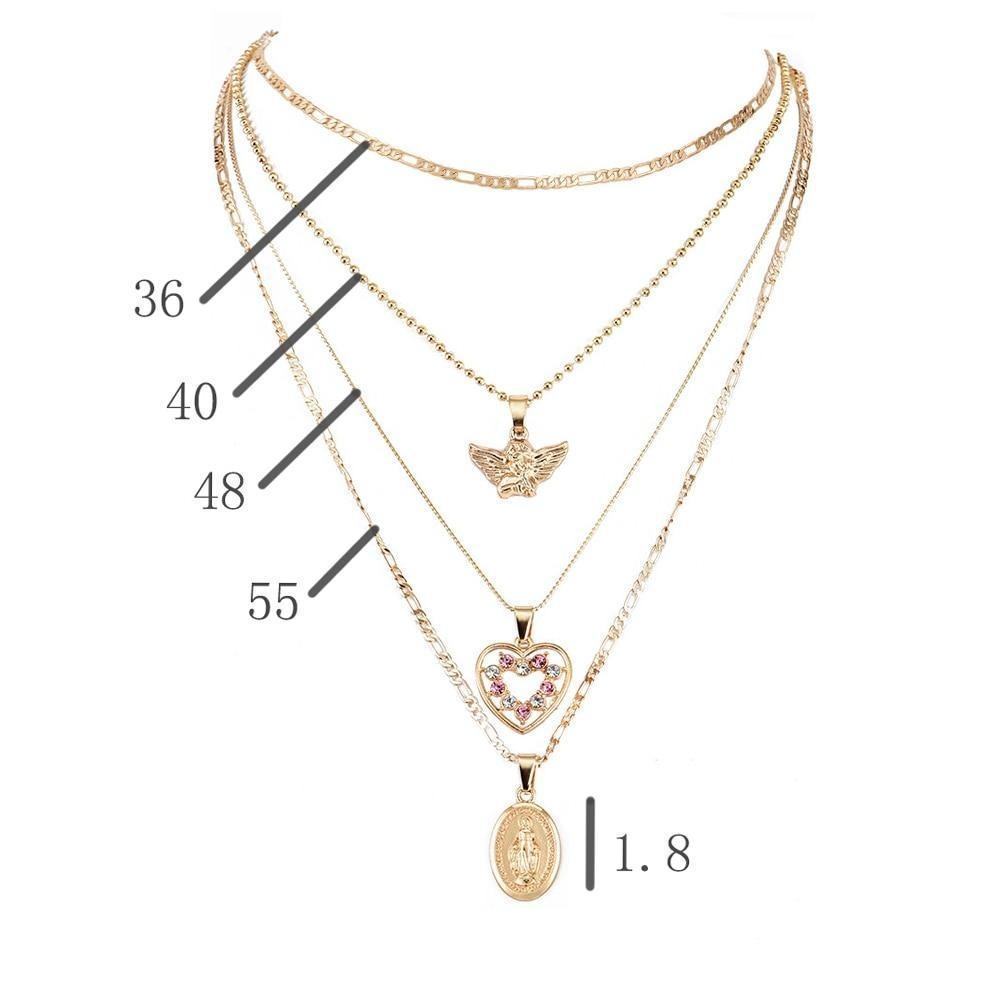 Women Necklaces Angel Heart Pink Crystal Perfect Gift For  Girls Luxury Jewelry Cool Style Necklace