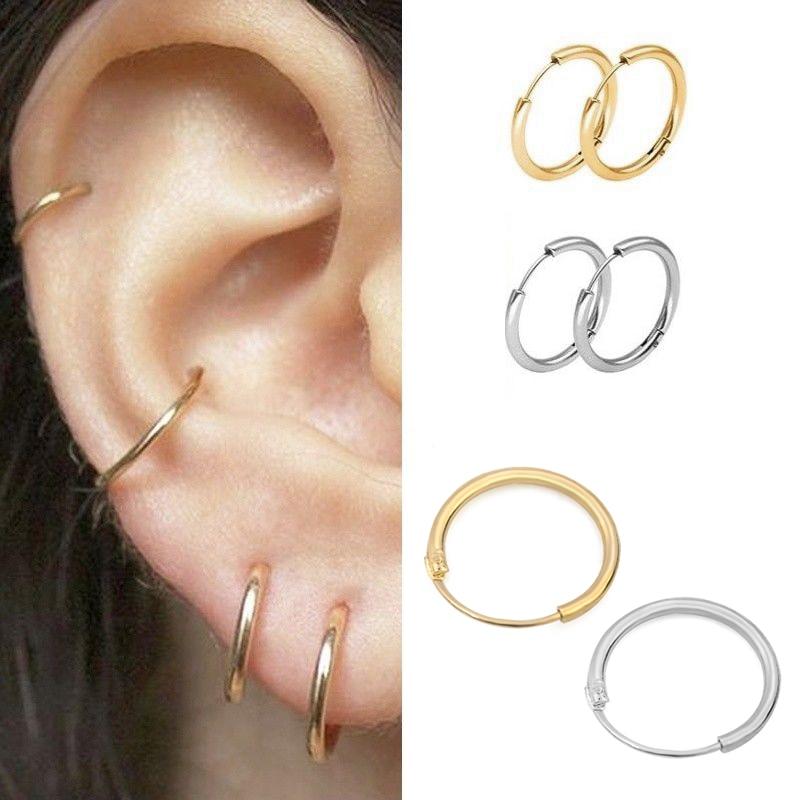 Fashion Popular And Modern Women Girl Simple Round Circle Small Ear Stud Earrings In Punk Hip-hop Earrings Jewelry Style