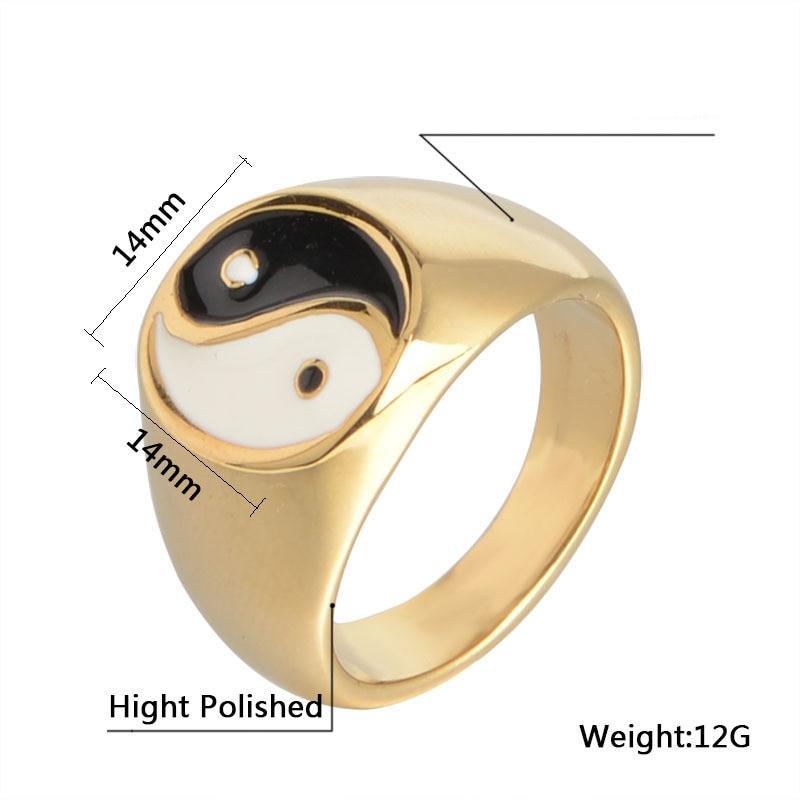 Trendy Jewelry Taoist Bagua Yin Yang Tai Chi Men's Balance Ring Chinese Style Chinese Culture Elegant Rings