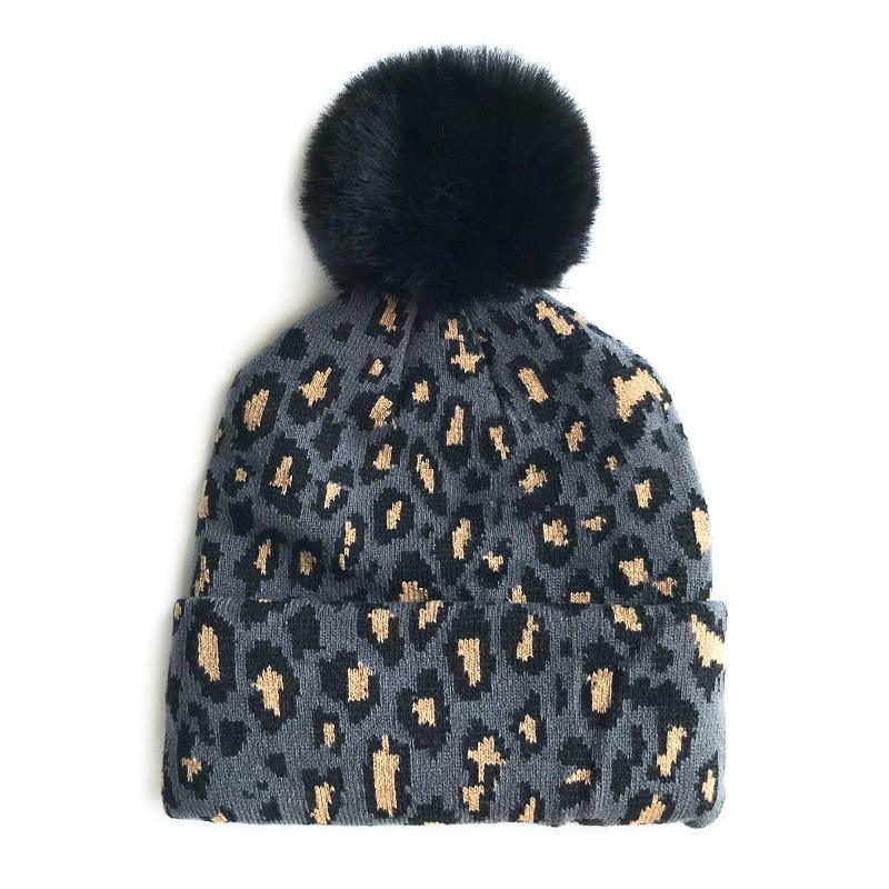 Matching Family Outfits Leopard Children Hats Mother Kids Hats Winter Kids Caps For Mother & Daughter in Elegan Leopard Design