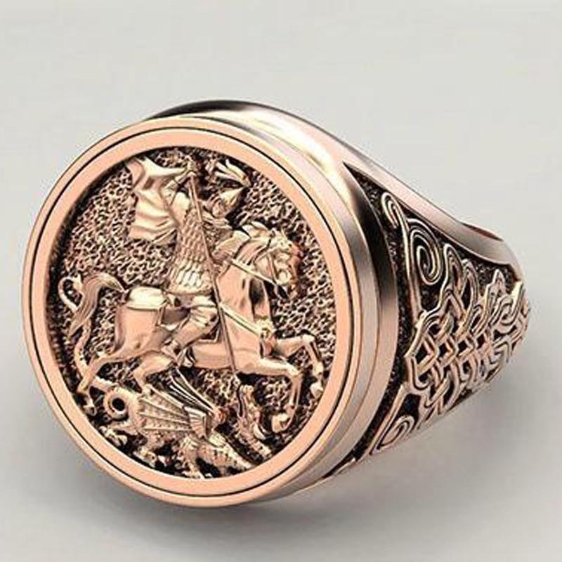 Luxury Epic Delicate Warrior Dragon Men's Ring Jewelry Hip Hop Soldier Military Signet Rings Style for Men Personality Gifts Biker Jewelry