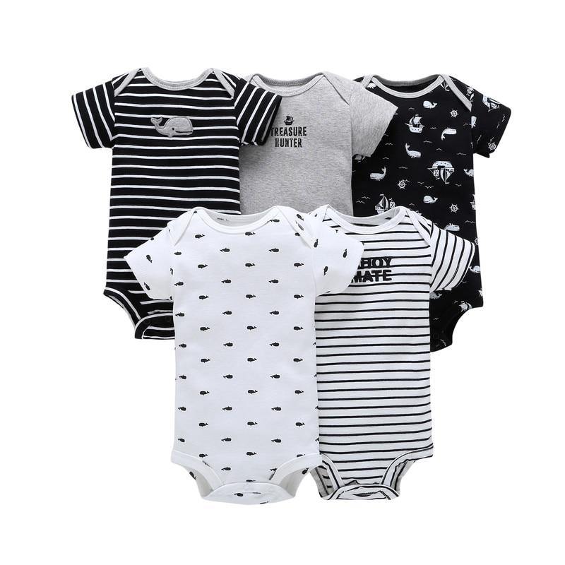 5PCS/SET Baby Bodysuit Newborn Clothes Short Sleeve Cotton Unisex Body Clothing Pajams for Kids