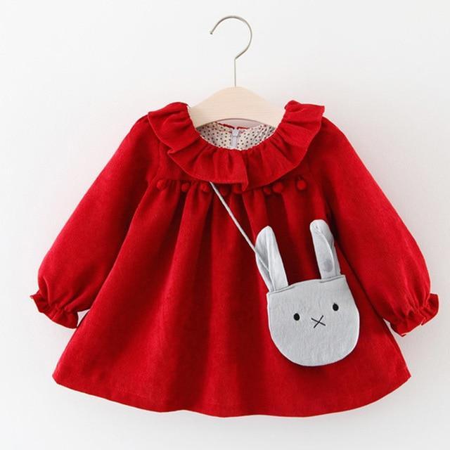 Luxury Modern Newborn Baby Girl Cartoon Dress With Bag Infant Clothing Toddler Dress In elegant New Design Made for Kids