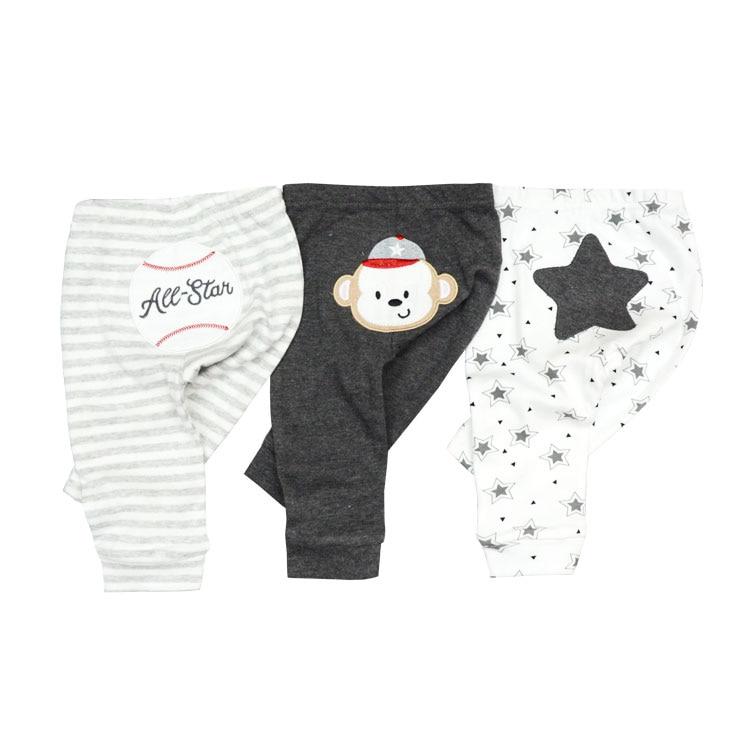 3/4PCS/SET Newborn Pants Cartoon Design Four Seasons Baby 100%Cotton Soft Girl Pants Baby Boy trousers Pants 0-24M For Kids