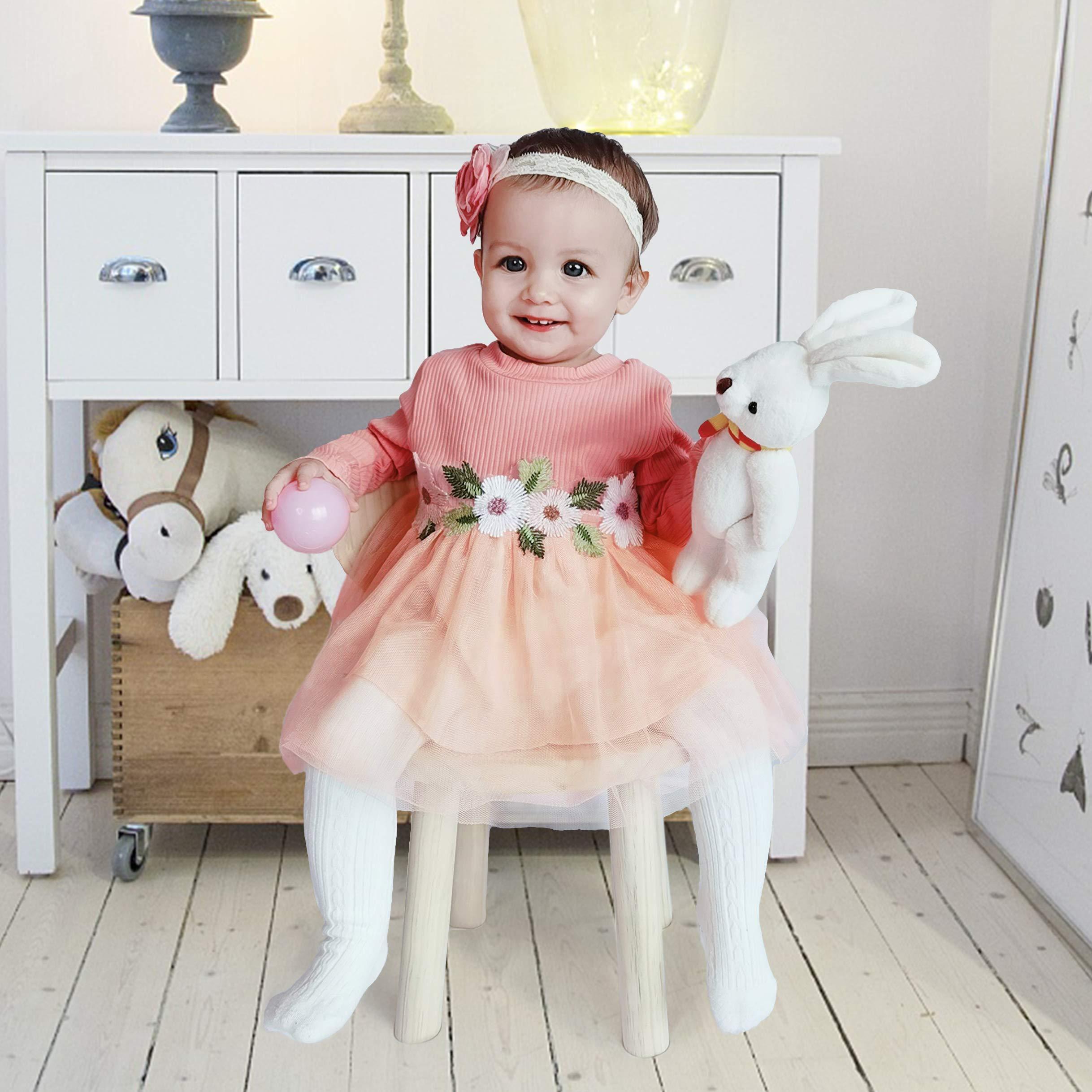 Baby Girl  Flower  Dress Pretty Bow  Outfits Long Sleeve Toddler Girl Unique Design Perfect Gift