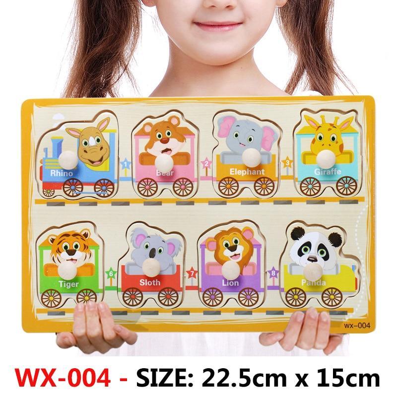 New Hand Grab Board Wooden Puzzle Toys for Children Cartoon Animal Fruit  Kids Baby Early Educational Learning Toy