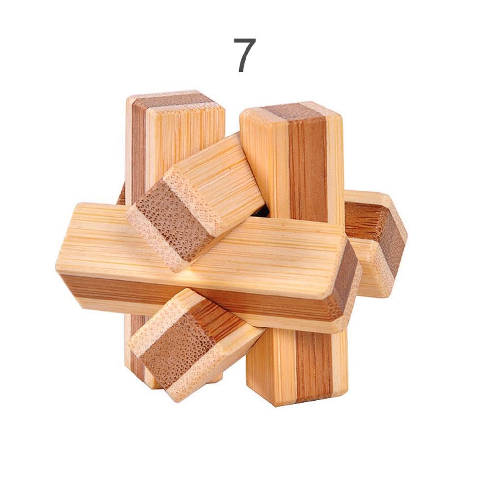 12 Style Brain Teaser 3D Wooden Interlocking Puzzles Game Toy Bamboo Small Size For Adults Kids