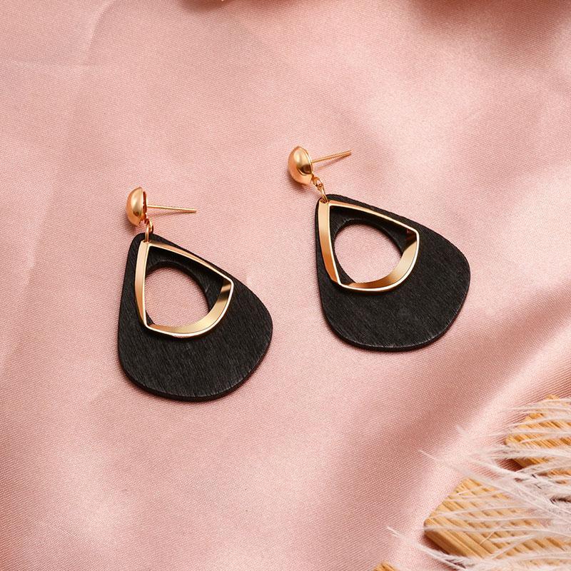 New Fashion Round Dangle Drop Korean Earrings For Women In Geometric Round Heart Gold Earring Wedding Elegant Style