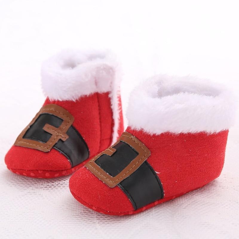 Unisex Baby Shoes Baby Boys Girls Winter Warm Santa Claus First Walkers Cute Christmas Baby Boots