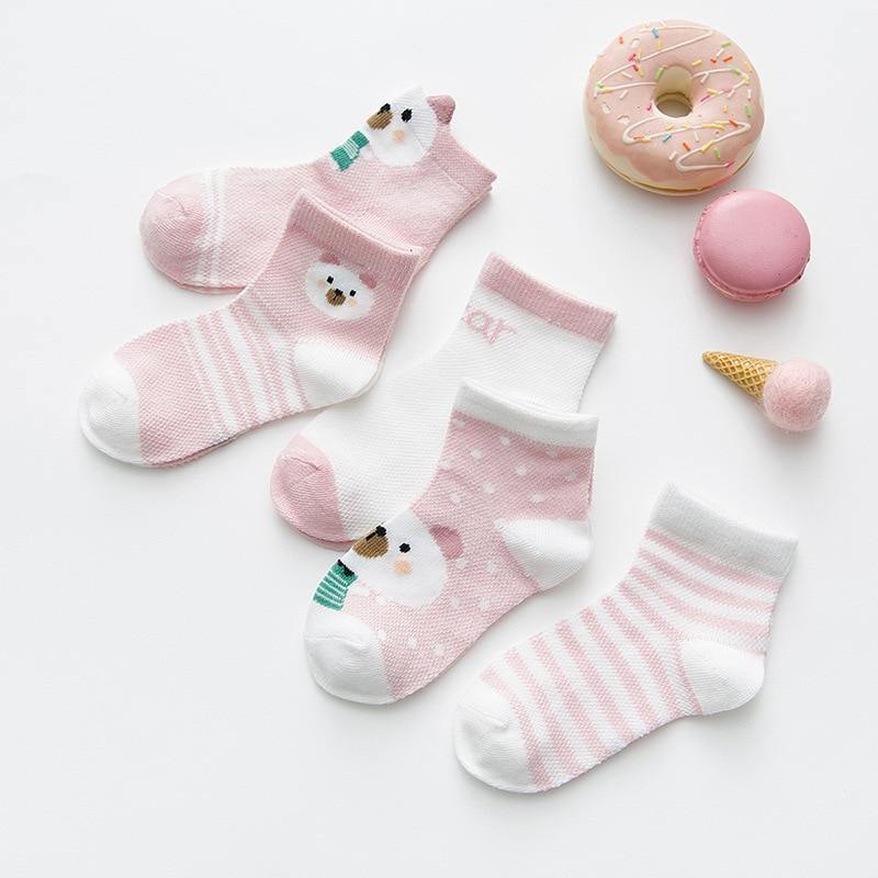 5Pair Set Cotton Baby Girls Socks Thin Summer Breathable Mesh Kids Toddler Socks Cute Cartoon Children Socks Infant Socks for Kids