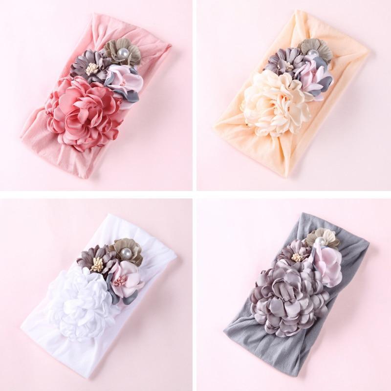 Handmade Flower Baby Headbands For Newborn Girls Nylon Elastic Hair Bands Headwear For Baby Girls